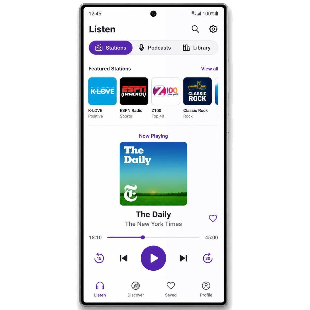 Radio, podkast og lydbok (Samsung)