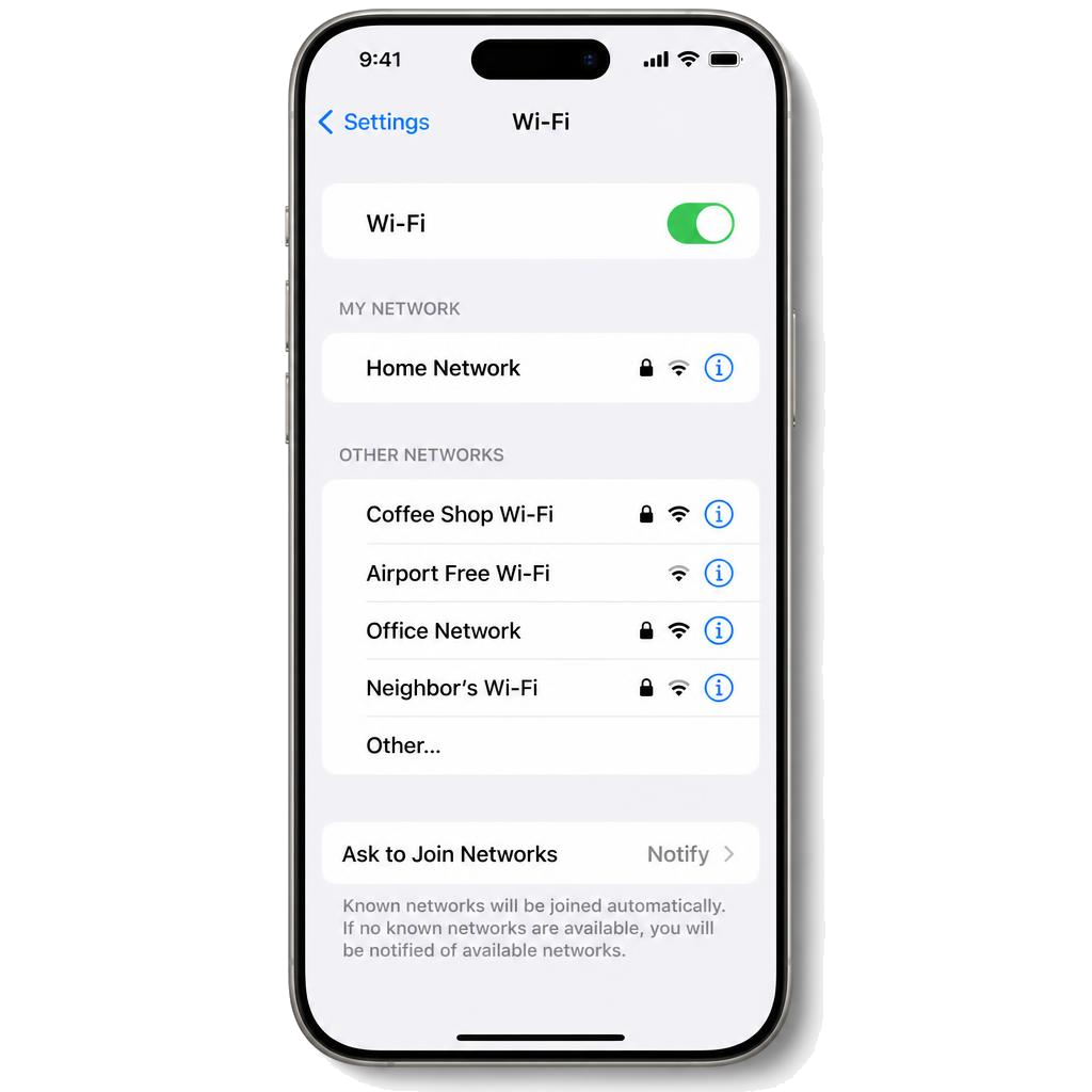 Wi-Fi og mobildata (iPhone)